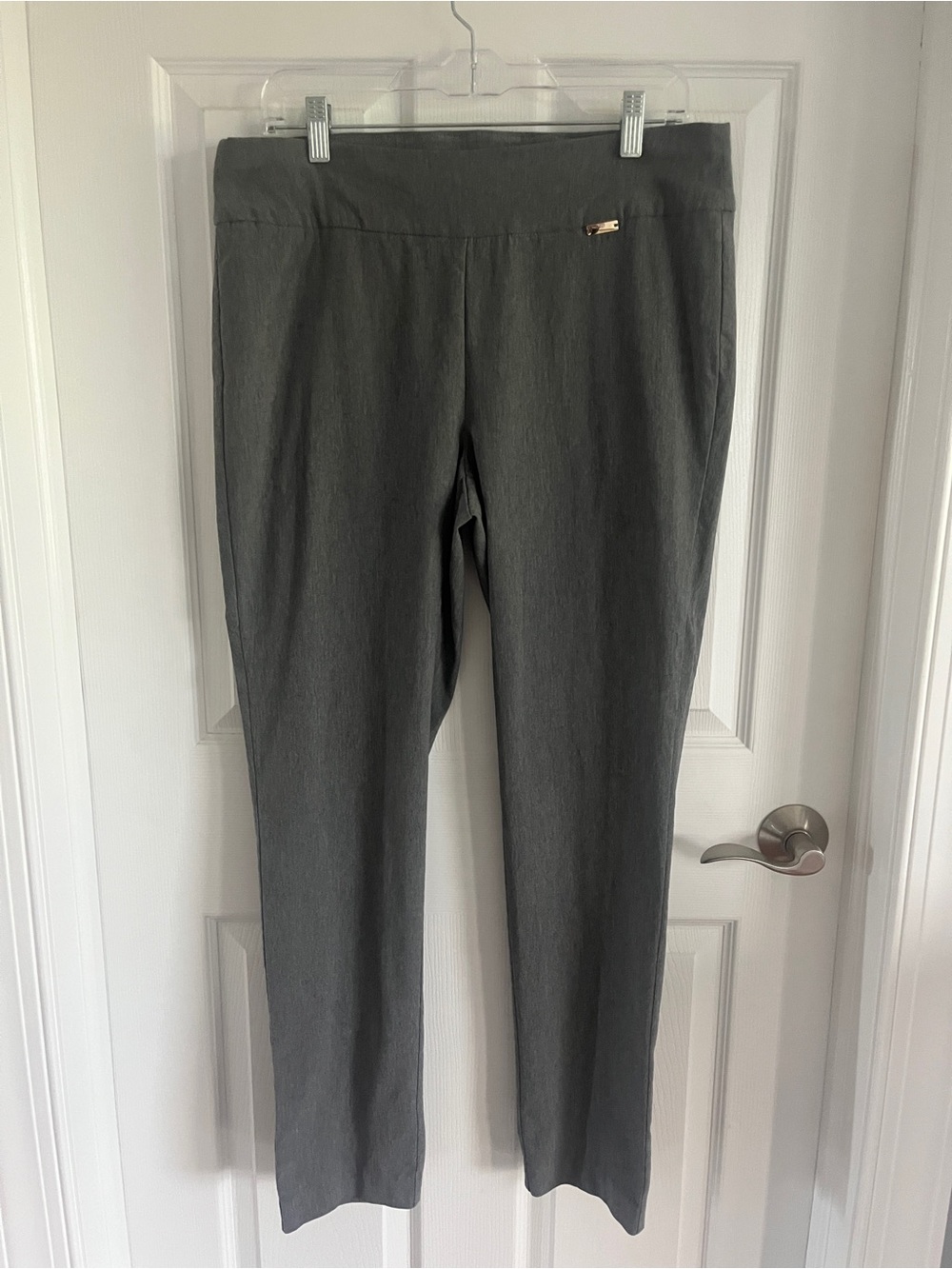 Classic High-Rise Knit Ponte Pants in Charcoal